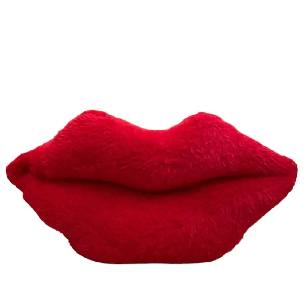 Bella Lux Valentine's Red Lip Shaped Decorative Pillow 9.5x19 New